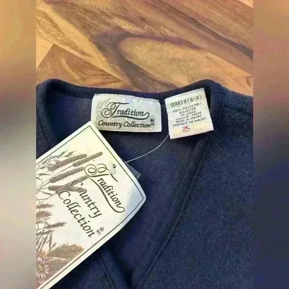 Vintage tags on fleece vest size 6-8  ladies navy blue - Picture 2 of 3